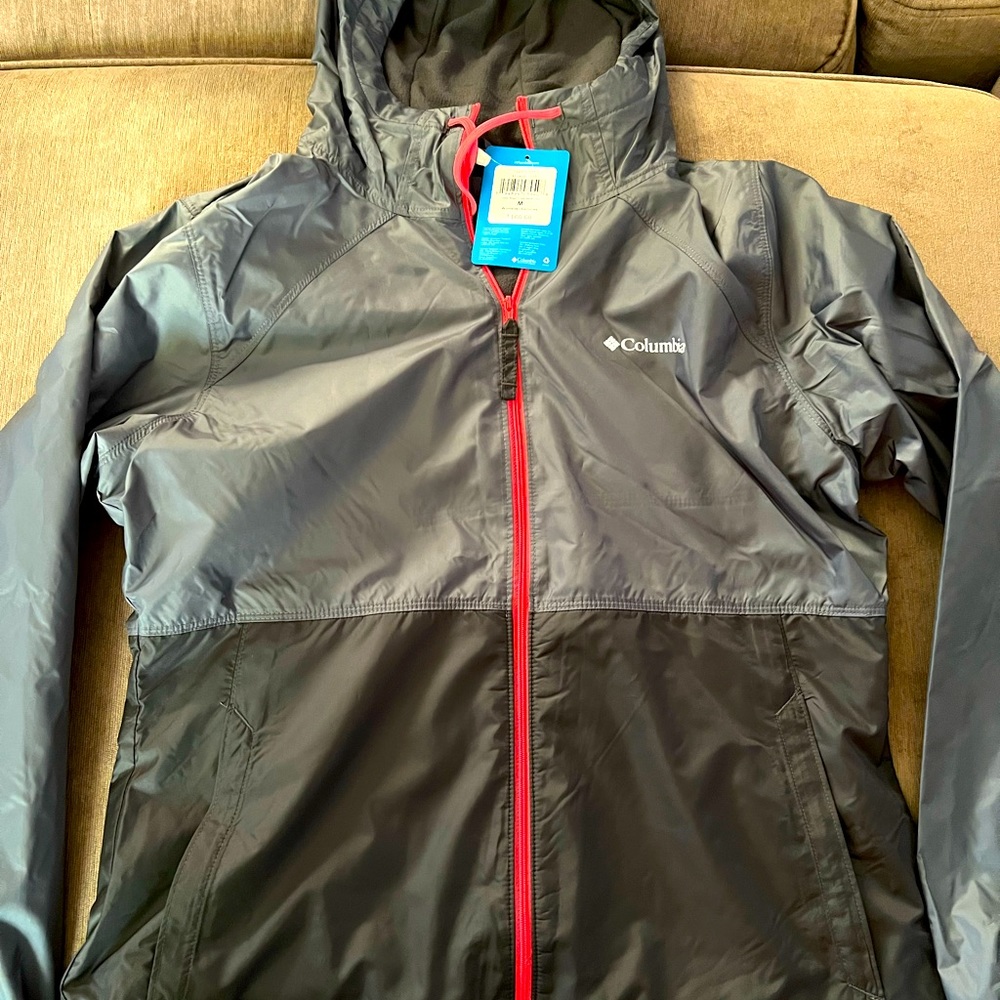 Columbia NWT gray center ridge lined windbreaker